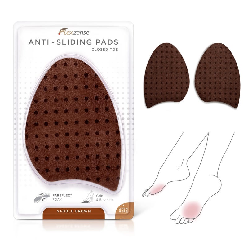 FLEXZENSE Anti-Sliding Pads Closed Toe | Supportive Cushioning and Reduce Foot Slip | 1 Pair (Saddle Brown) - Image 1